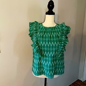 Universal Thread 100% Cotton Embroidered top, extra small. cap sleeve. NWT